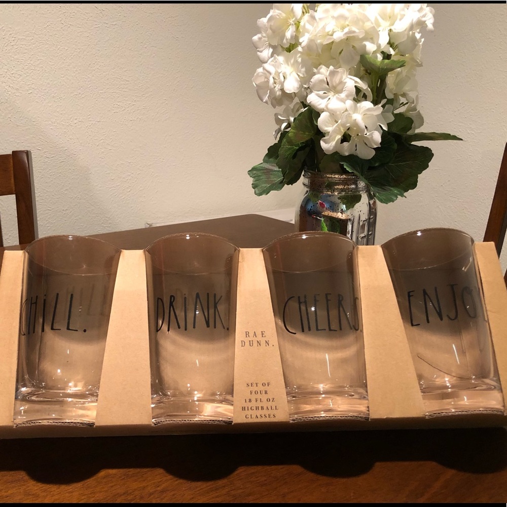 Rae Dunn highball glasses set of four